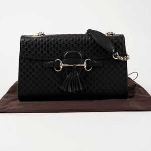 Microshima Leather Emily Shoulder Bag Black
